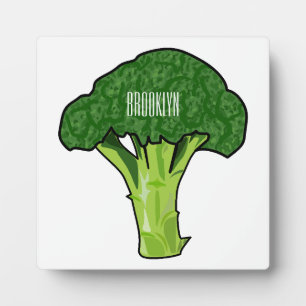 Broccoli cartoon illustration plaque