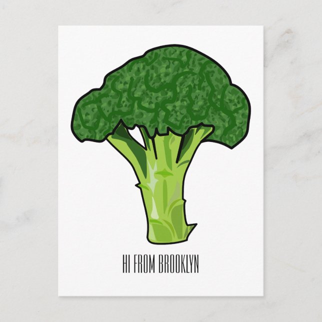 Broccoli cartoon illustration postcard (Front)
