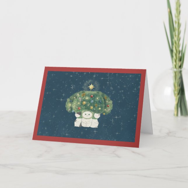 【Broccoli Cats Christmas Card】 -blue-  Thank You Card (Front)
