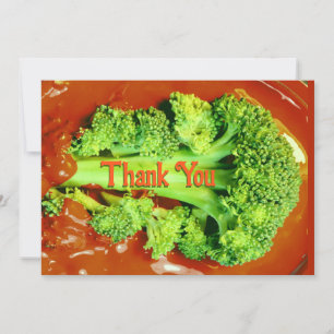 Broccoli Emerging from Red Photo Thank You Card