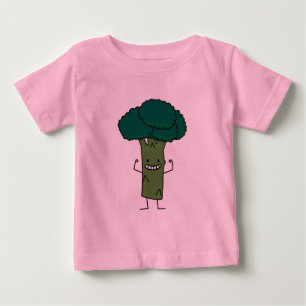 Broccoli Flexing happy tree head green vegetable Baby T-Shirt