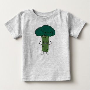 Broccoli Flexing happy tree head green vegetable Baby T-Shirt