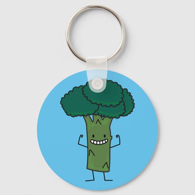 Broccoli Flexing happy tree head green vegetable Keychain (Front)