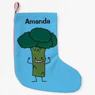 Broccoli Flexing happy tree head green vegetable Small Christmas Stocking