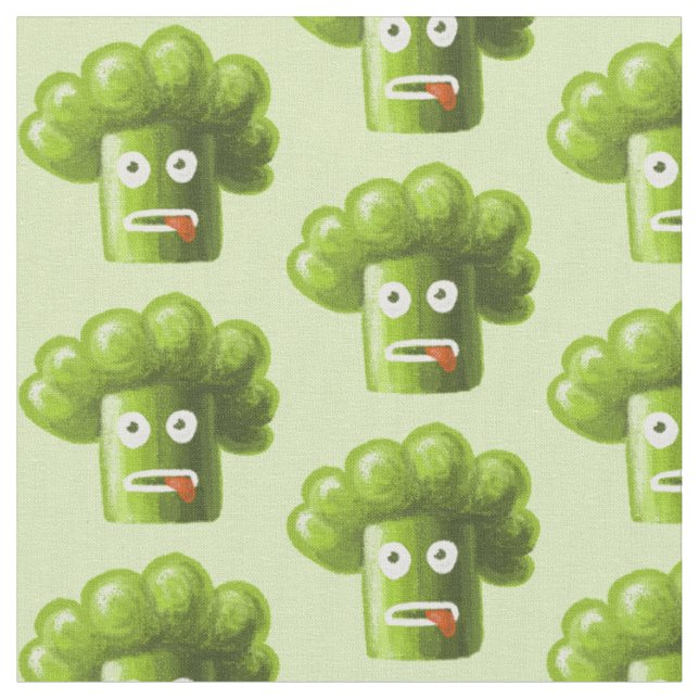 Broccoli Funny Vegan Vegetarian Pattern Fabric (Close Up)