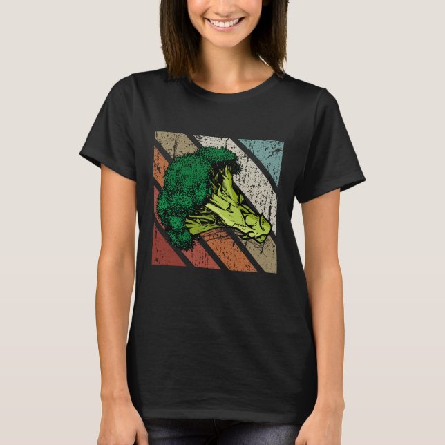 Broccoli Gift Retro Vegan Food Vegetables Broccoli T-Shirt (Front)