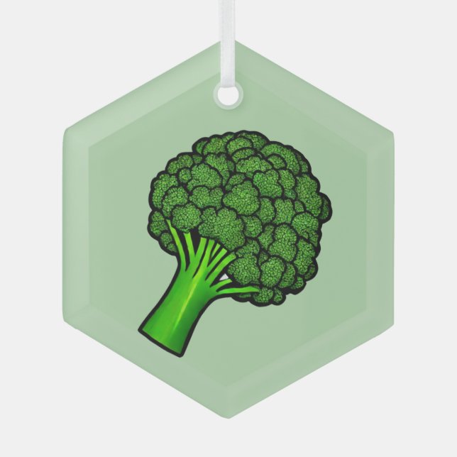Broccoli Glass Ornament (Front)