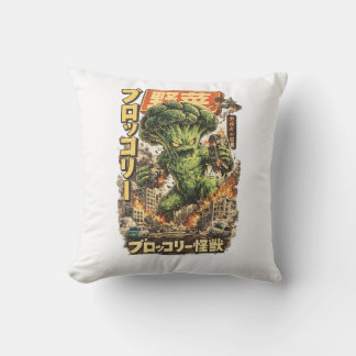 Broccoli Kaiju – Vegetable Apocalypse Throw Pillow