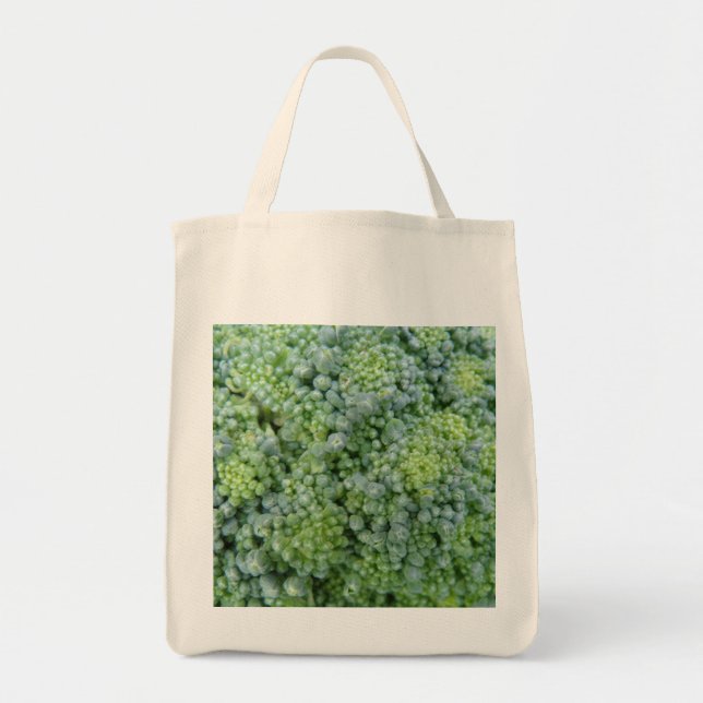 Broccoli Macro Organic Grocery Tote Bag (Front)