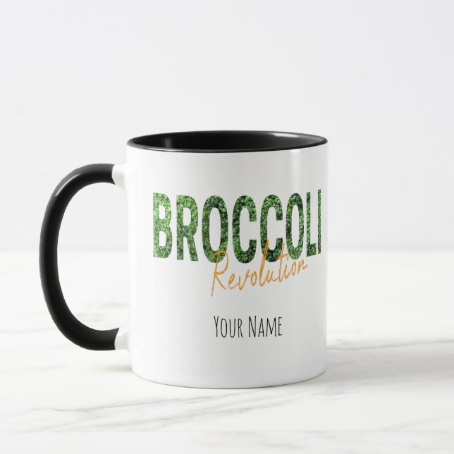Broccoli Revolution Vegans Veggies and Vegetarian Mug (Left)