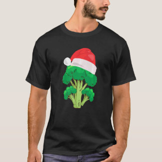 Broccoli Santa Hat Christmas Apparel Vegetarians T-Shirt