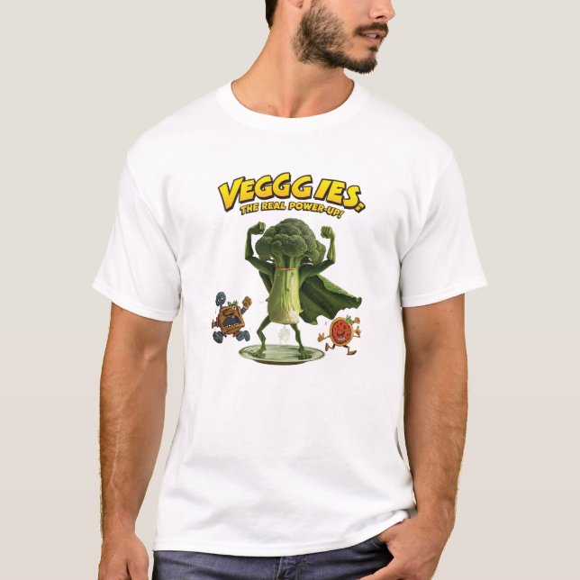 Broccoli Superhero Veggies Power T-Shirt (Front)