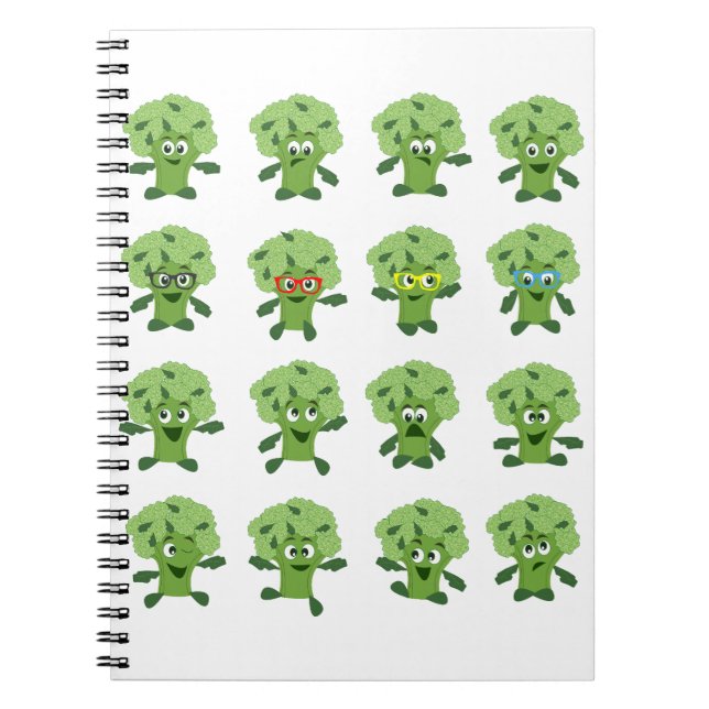 broccoli with different emotions  notebook (Front)