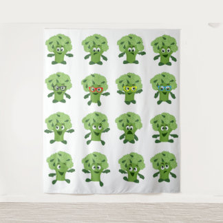 broccoli with different emotions tapestry