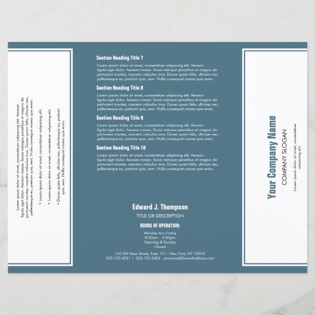Brochure à bordure simple Cyan blanc (Devant)