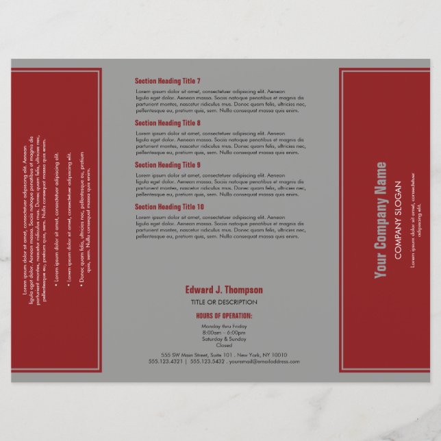 Brochure à bordure simple en gris rouge (Devant)