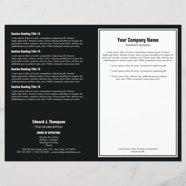 Brochure à bordure simple en noir blanc (Devant)