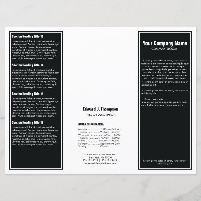 Brochure à bordure simple en noir blanc (Devant)