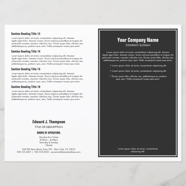 Brochure à bordure simple gris blanc (Devant)