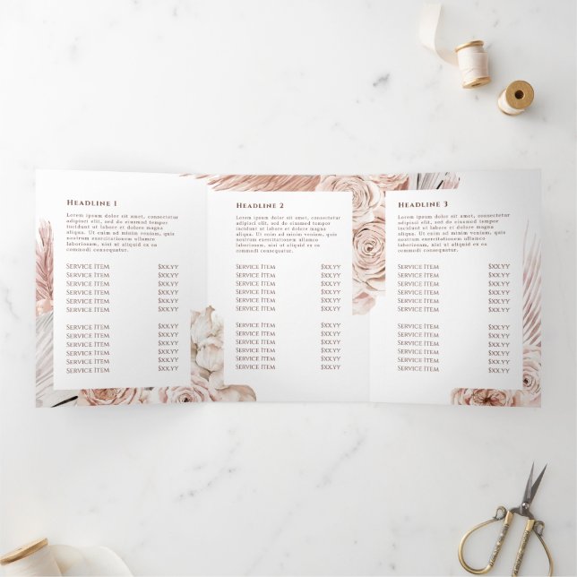 Brochure à trois Roses Boho (Intérieur)