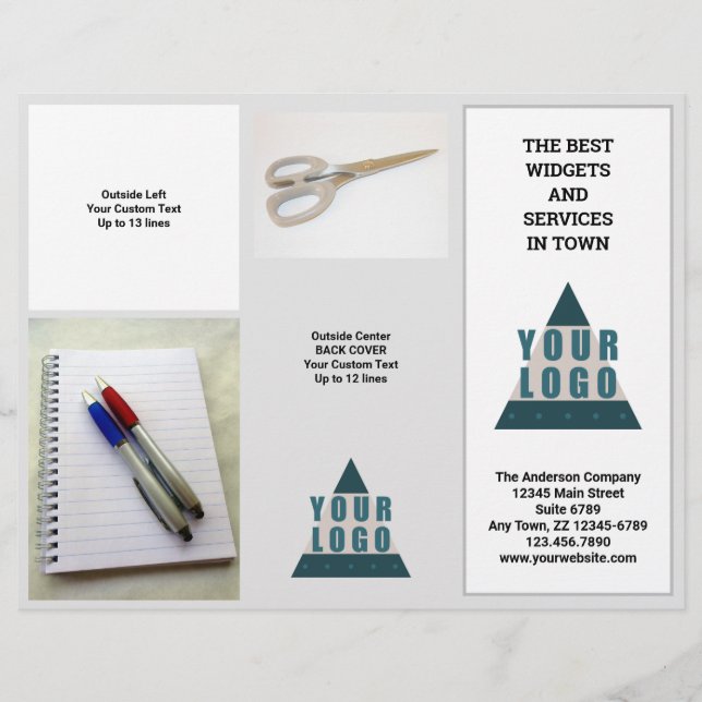 Brochure à trois volets du logo de l'entreprise 5 (Devant)