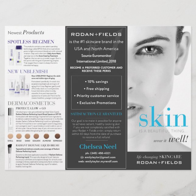 Brochure à trois volets Rodan et Fields (Devant)