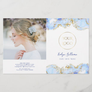 Brochure bidirectionnelle design marbré bleu