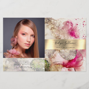Brochure bifold parties scintillant rose vert