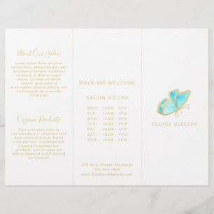 Brochure Bleu et Or Elegant Papillon Tripli