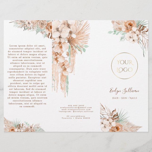 brochure boho tropical beige et menthe (Devant)