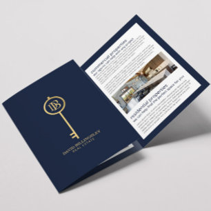 Brochure de luxe Gold/Navy Skeleton Key Real Estat