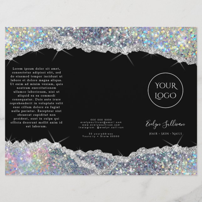 Brochure de paillettes en argent de parties scinti (Devant)