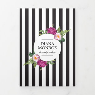 Brochure de salon à rayures florales moderne