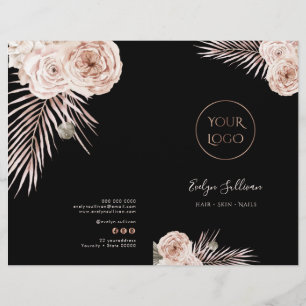 Brochure du menu de service rose tropical