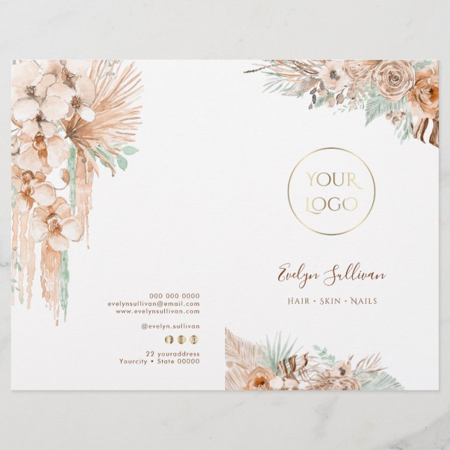 brochure du menu du service à la menthe et aux bei (Devant)