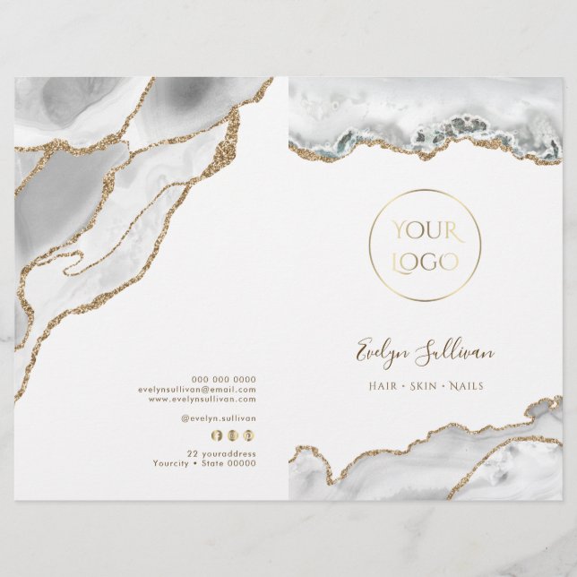 brochure du menu du service agate blanc (Devant)