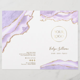 brochure du menu du service agate lavande