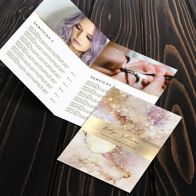 Brochure du menu du service de mousse d'or d'aquar (Créateur téléchargé)
