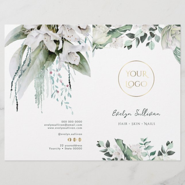 Brochure du menu du service de verdure émeraude (Devant)