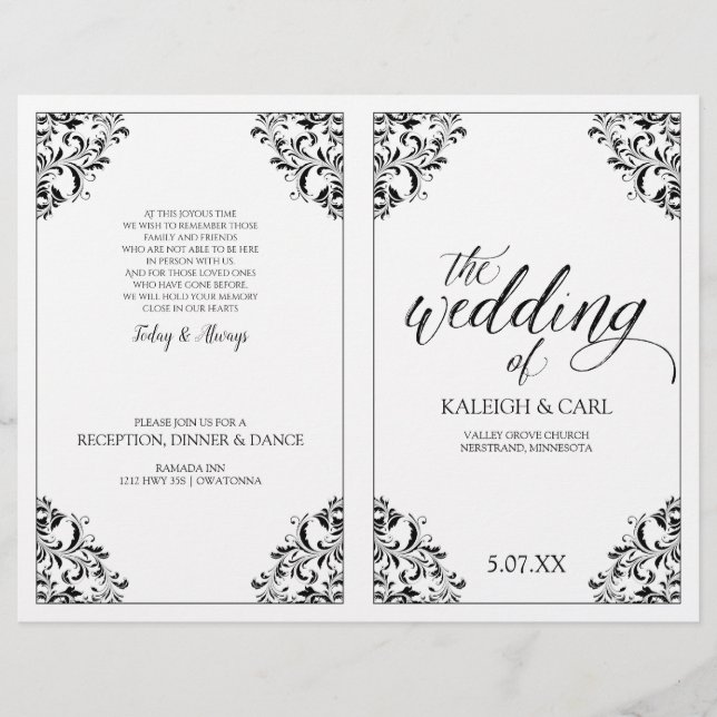 Brochure du programme de mariage élégant - Nadine  (Devant)