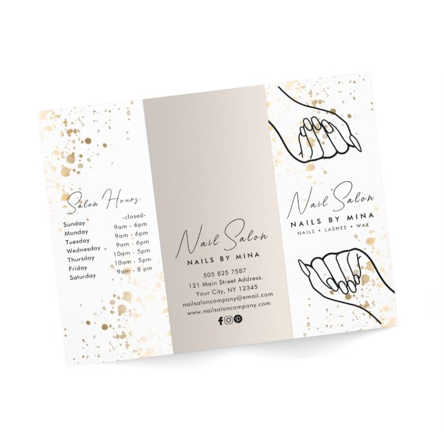 Brochure du salon à ongles blanc et neutre (Créateur téléchargé)