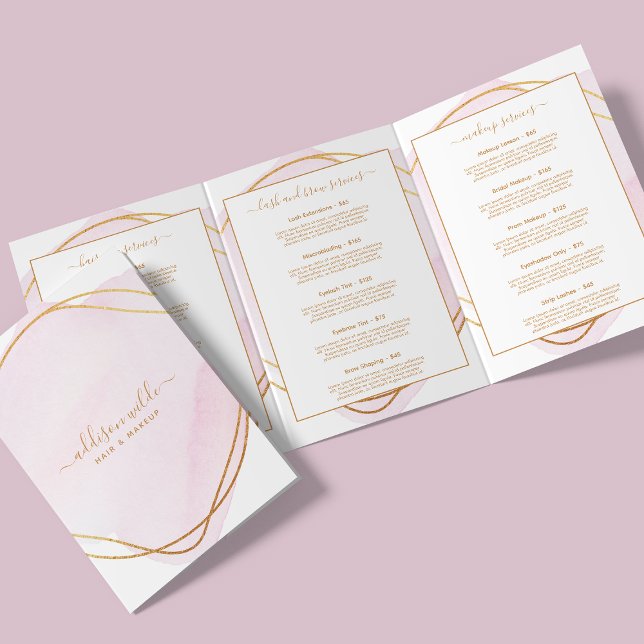 Brochure du salon d'or de l'aquarelle rose vif Scr (Créateur téléchargé)