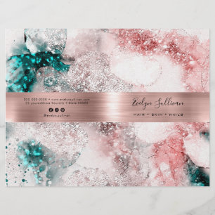 Brochure du service d'aquarelle turquoise or rose