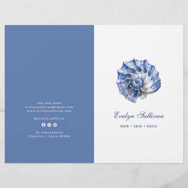 Brochure du service du logo de coquillage bleu (Devant)