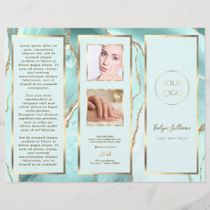 Brochure élégante en agate bleue et or