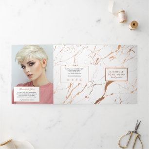 Brochure en marbre blanc et Rose