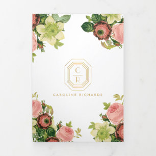 Brochure Gold Art déco Monogramme Vintage Florals