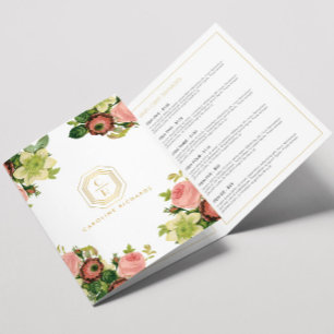 Brochure Gold Art déco Monogramme Vintage Florals
