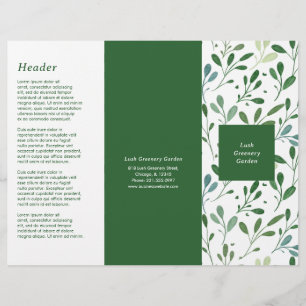Brochure moderne triple Motif de verdure