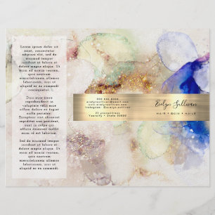brochure parties scintillant aquarelle et feuille 